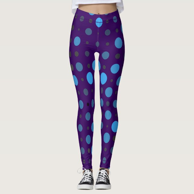 Polka punkt 01X.Blåskugga D Lila BG Leggings (Framsida)