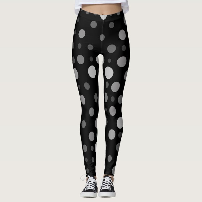 Polka punkt 01X.Grått, färgton svart Leggings (Framsida)