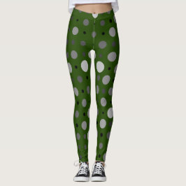 Polka punkt 01X.Grått Skugga D Grönt BG Leggings