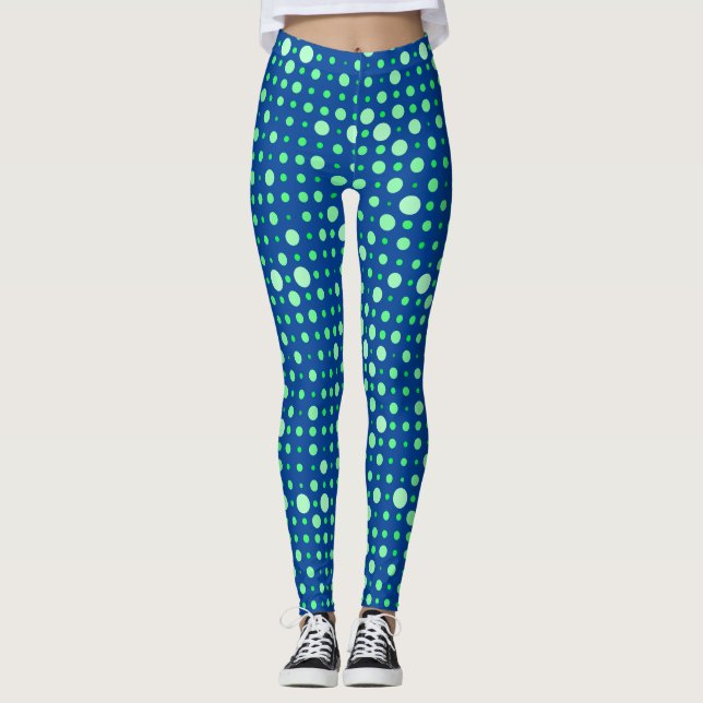 Polka punkt 02.Grönt. Dblue BG Leggings (Framsida)