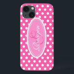 Polka punkt med namnet mjukt rosa-ipad-fall<br><div class="desc">Moderna flickor ljusa,  mjuka rosa-polka-pricken mönstrad grafik fodral. Perfekt för att anpassa din ipad eller som speciell jul- eller födelsedagspresent till en kvinna eller tonåring flicka. Anpassa med ditt namn och inledande. Detta exempel lyder: Reagen G. Design av Sarah Trett.</div>