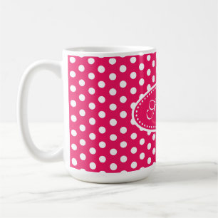 Polka punkt mönster röd rosa och vit mugg