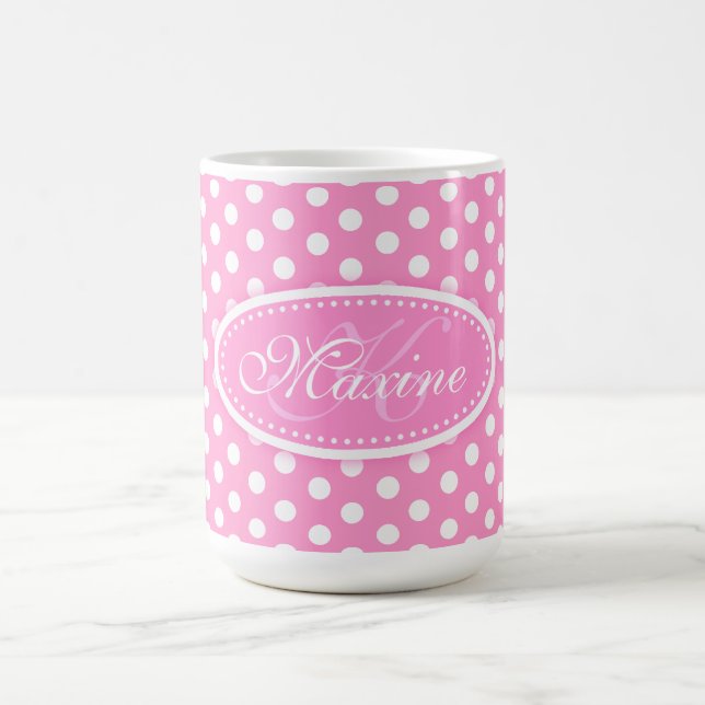 Polka punkt mönster rosa och vit mugg (Center)
