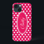 Polka-punkt-personlig-röd rosa-vit ipad-skiftläge<br><div class="desc">Moderna flickor ljusröd rosa polka punkt mönstrad grafik fodral. Perfekt för att anpassa din ipad eller som speciell jul- eller födelsedagspresent till en kvinna eller tonåring flicka. Anpassa med ditt namn och inledande. Detta exempel lyder: Betty M. Design av Sarah Trett.</div>