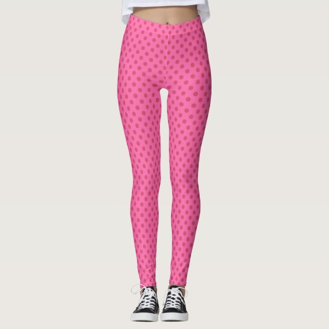 Polka punkt rosa leggings (Framsida)