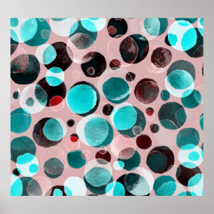 Polka-punktens vattenfärg, abstrakt mönster. poster