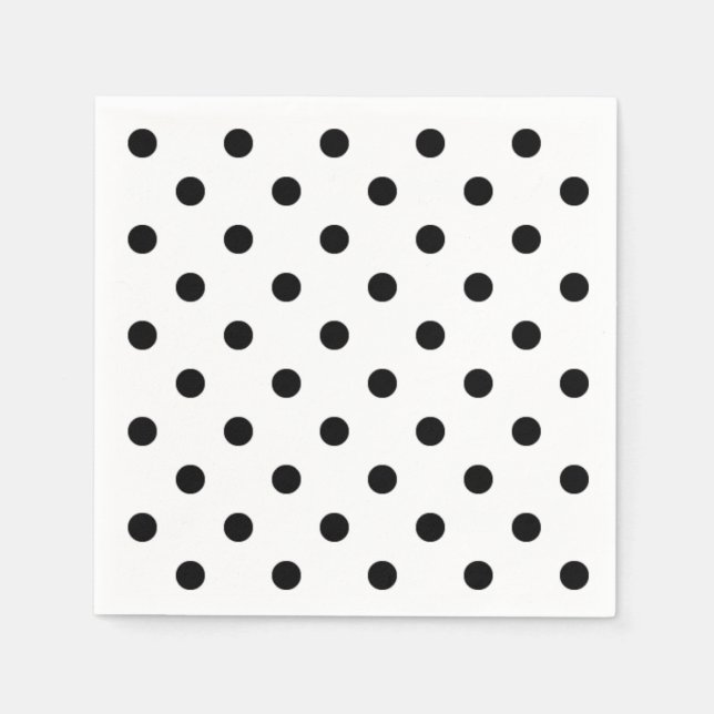 Polka-punkter | Färgpunkter för svart och vitt Pappersservett (Framsidan)