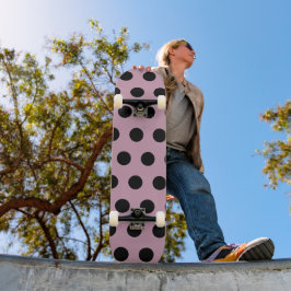 Polka-punktskateboard (Rosa & Black) Mini Skateboard Bräda 18,5 Cm