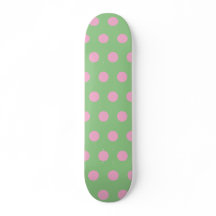 Polka-punktskateboard (Sage Grönt & Pastel Rosa)