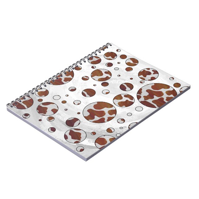 Polka-punktskon Brun och Vit utskrift Anteckningsbok Med Spiral (Vänstra Sidan)