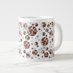 Polka-punktskon Brun och Vit utskrift Jumbo Mugg
