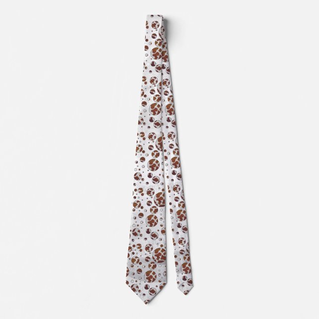 Polka-punktskon Brun och Vit utskrift Slips (Framsida)