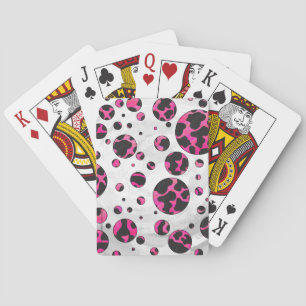 Polka-punktskon, Shock rosa och svart utskrift Casinokort