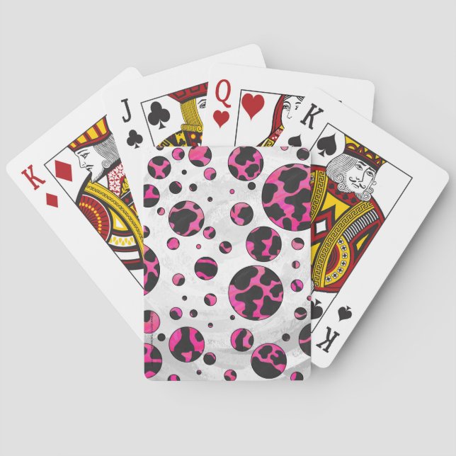 Polka-punktskon, Shock rosa och svart utskrift Casinokort (Baksidan)