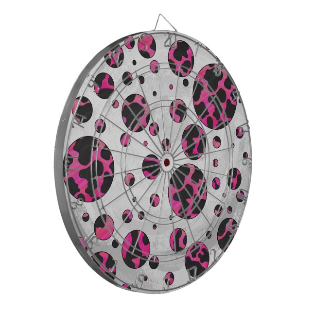 Polka-punktskon, Shock rosa och svart utskrift Darttavla (Vänstra Framsidan)