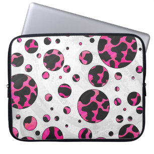 Polka-punktskon, Shock rosa och svart utskrift Laptop Fodral