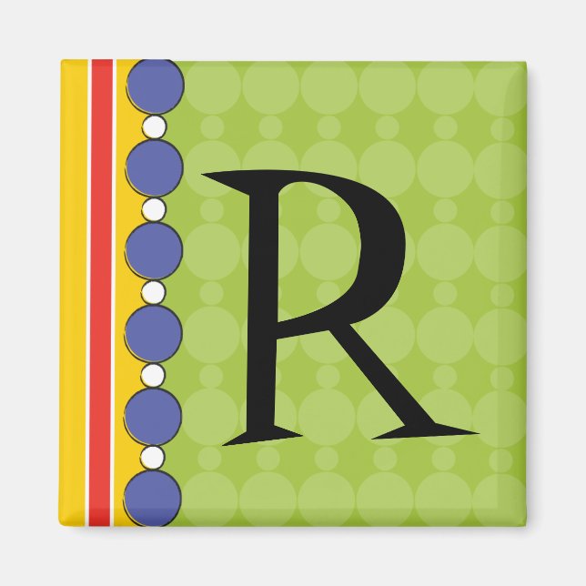 Polka-punktsmonogram för Roligt Magnet (Framsidan)