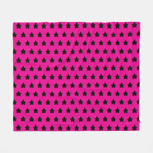 Polka punktstjärnor - svart och rosa fleecefilt