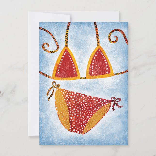 Polka-punktsträng Bikini-hälsningskort Kort (Framsida)