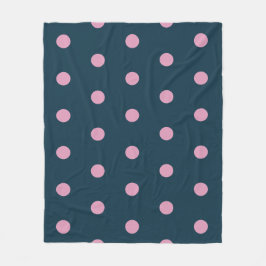 Polka-punktstreck (Midnight Blue & Soft Rosa) Fleecefilt