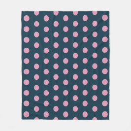 Polka-punktstreck (Midnight Blue & Soft Rosa) Fleecefilt