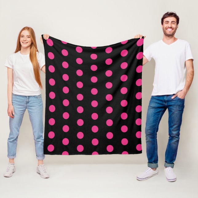 Polka-punktstreck (svart och nyans Rosa) Fleecefilt (På plats)