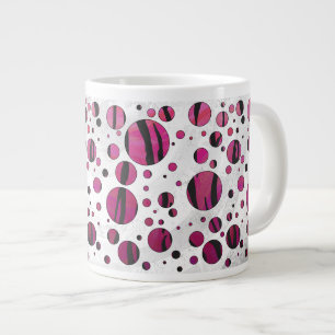 Polka - punkttiger, Shock rosa och svart utskrift Jumbo Mugg