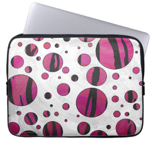 Polka - punkttiger, Shock rosa och svart utskrift Laptop Fodral