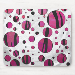 Polka - punkttiger, Shock rosa och svart utskrift Musmatta