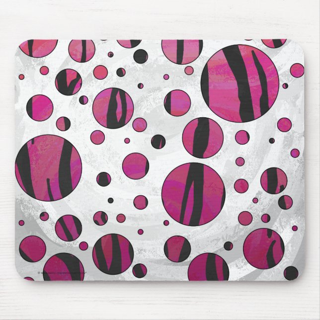 Polka - punkttiger, Shock rosa och svart utskrift Musmatta (Framsidan)
