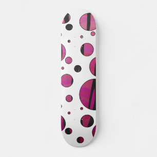 Polka - punkttiger, Shock rosa och svart utskrift Old School Skateboard Bräda 21,6 Cm