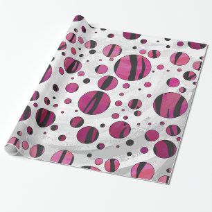 Polka - punkttiger, Shock rosa och svart utskrift Presentpapper