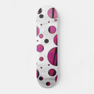 Polka - punkttiger, Shock rosa och svart utskrift Skateboard Bräda 19,5 Cm