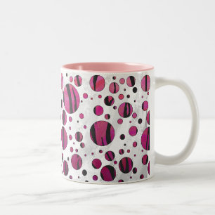 Polka - punkttiger, Shock rosa och svart utskrift Två-Tonad Mugg