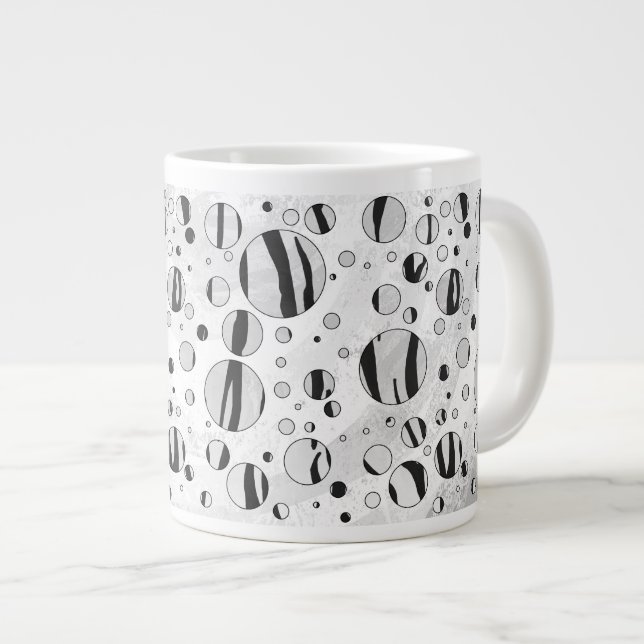 Polka - punkttiger, svart och vit utskrift jumbo mugg (Framsida höger)