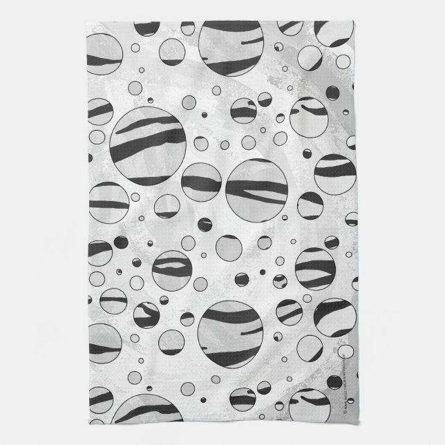 Polka - punkttiger, svart och vit utskrift kökshandduk (Vertikal)