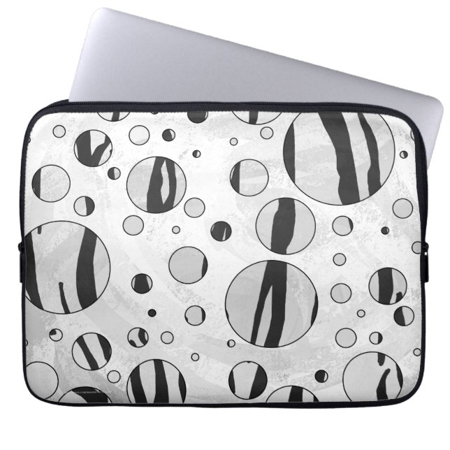 Polka - punkttiger, svart och vit utskrift laptop sleeve (Framsidan)