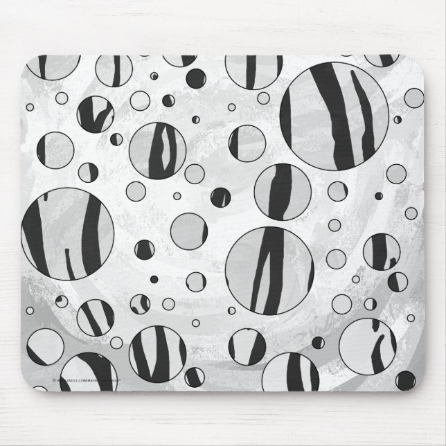 Polka - punkttiger, svart och vit utskrift musmatta (Framsidan)