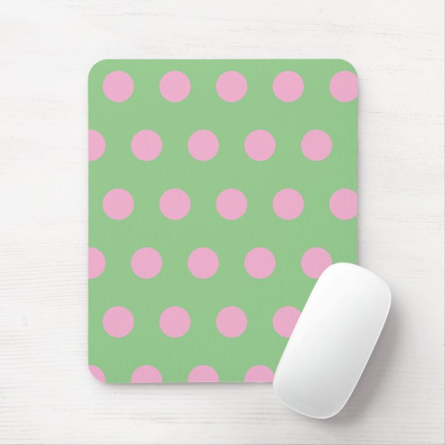 Polka-rotmusknapp (Sage Grönt & Pastel Rosa) Musmatta (Med mus)