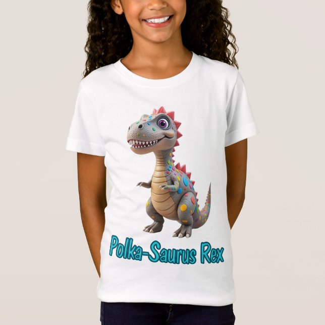 Polka-Saurus Rex Confetti Dinosaur Kids Dot Day T Shirt (Framsida)