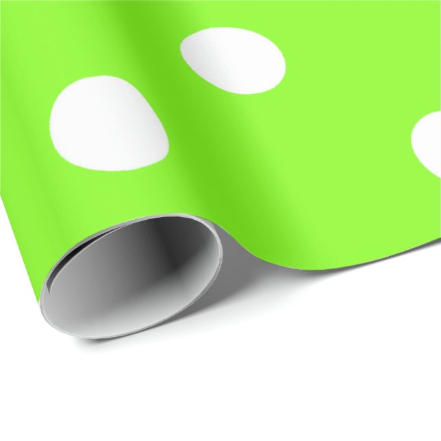 Polka, små vita prickar, ljusa, levande, gröna presentpapper (Rullad Hörn)