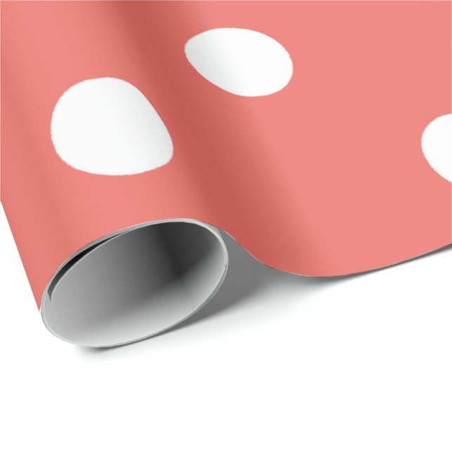 Polka Small Dots Coral Peach White Classic-Elegant Presentpapper (Rullad Hörn)