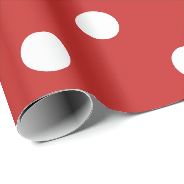 Polka Small Dots Ladybird Vivid Red Ruby White Presentpapper (Rullad Hörn)