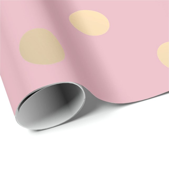Polka Small Dots Powder Rosa Pastel Foxier Guld Presentpapper (Rullad Hörn)