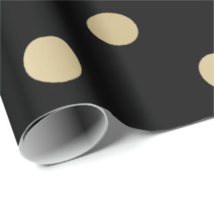 Polka Small Dots Rand Black Sepia Faux Guld Presentpapper