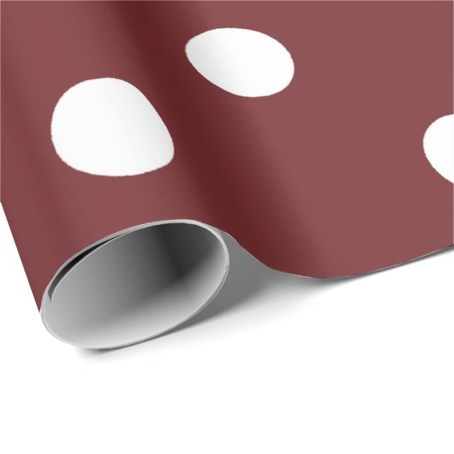 Polka Small White Dots Bright Burgundy Maroon Presentpapper (Rullad Hörn)