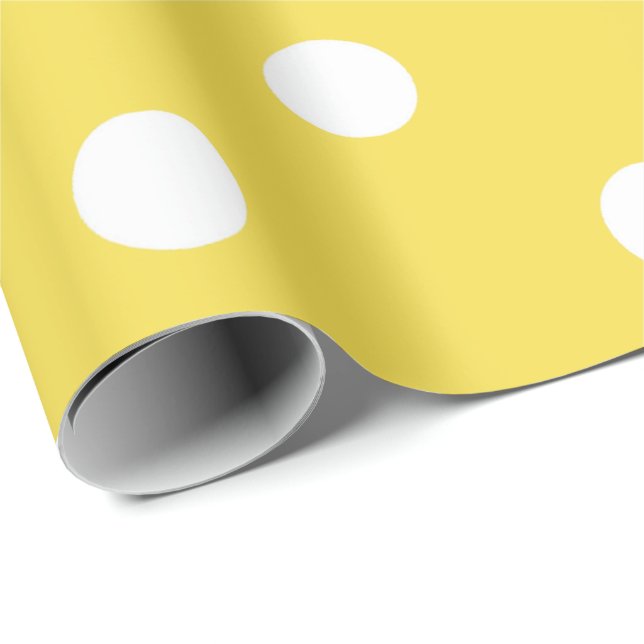Polka Small White Dots Gult Amalfi Lemon Canary Presentpapper (Rullad Hörn)