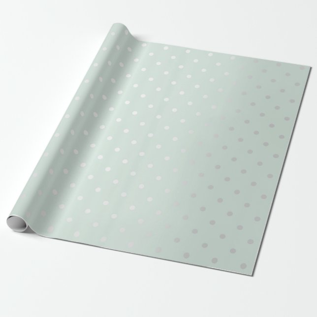 Polka Tiny Small Dots Grått Blue Tiffany Aqua Presentpapper (Utrullad)
