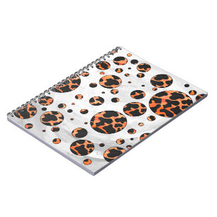Polka-utskrift för konsolfärg och Orange Anteckningsbok Med Spiral
