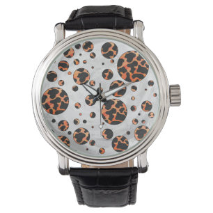 Polka-utskrift för konsolfärg och Orange Armbandsur